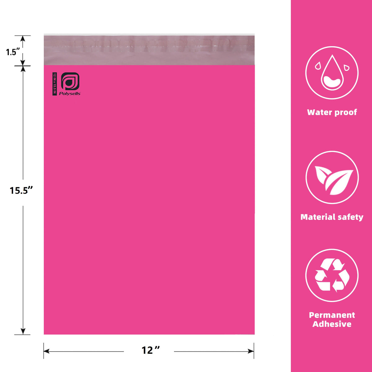 Polysells 12x15.5 Pink Poly Mailers, Self Seal Shipping Bags for Clothing & Non-Fragile Items – Waterproof Tear Resistant Mailing Bags for Small Business Shipping Supplies