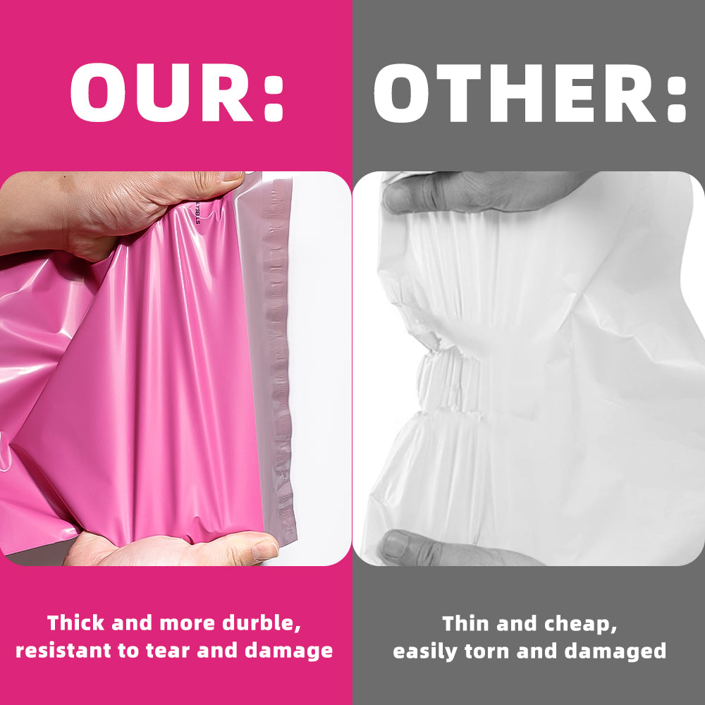 Polysells 9x12 PInk Poly Mailers – Self Seal Shipping Bags for Clothing & Non-Fragile Items, Waterproof Tear Resistant Mailing Bags for Small Business Shipping Supplies