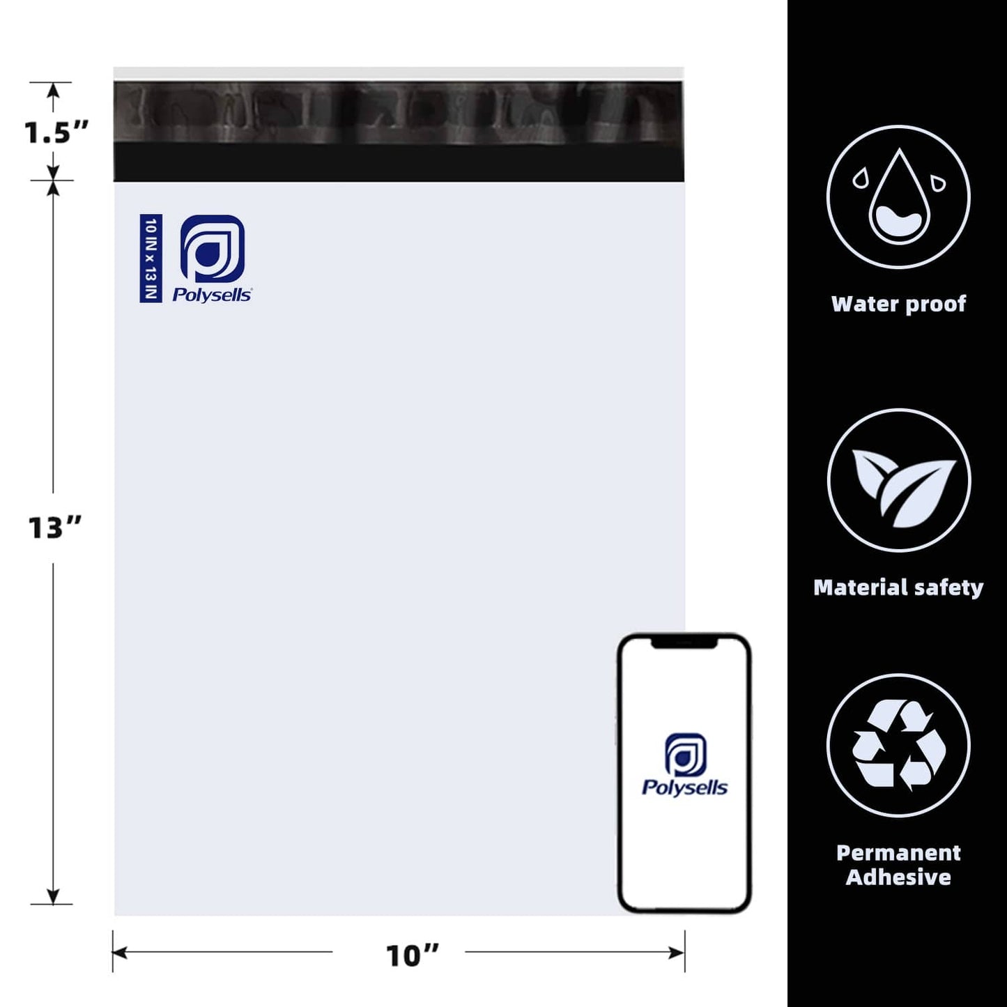Poly Mailers Shipping Envelopes (White, 10x13 Inch)