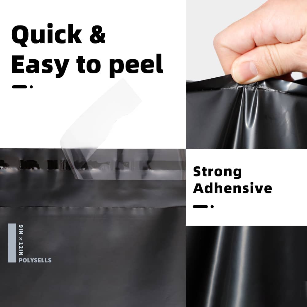 Poly Mailers Shipping Envelopes (Black, 9x12 Inch)