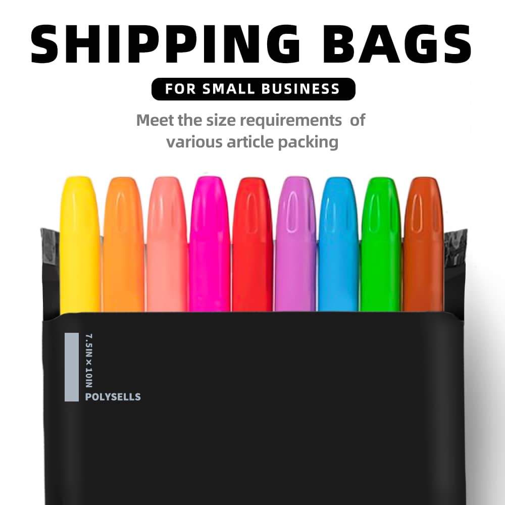 Polysells 7.5x10.5 Black Poly Mailers – Self Seal Shipping Bags for Small Clothing & Non-Fragile Items, Waterproof Tear Resistant Mailing Bags for Small Business Shipping Supplies