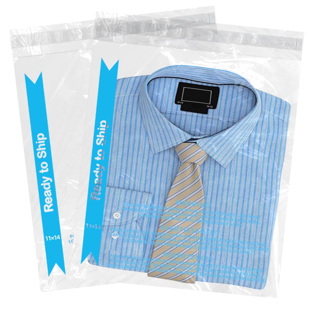 11"x14" Strong Self Seal Clear Poly Bags with Suffocation Warning