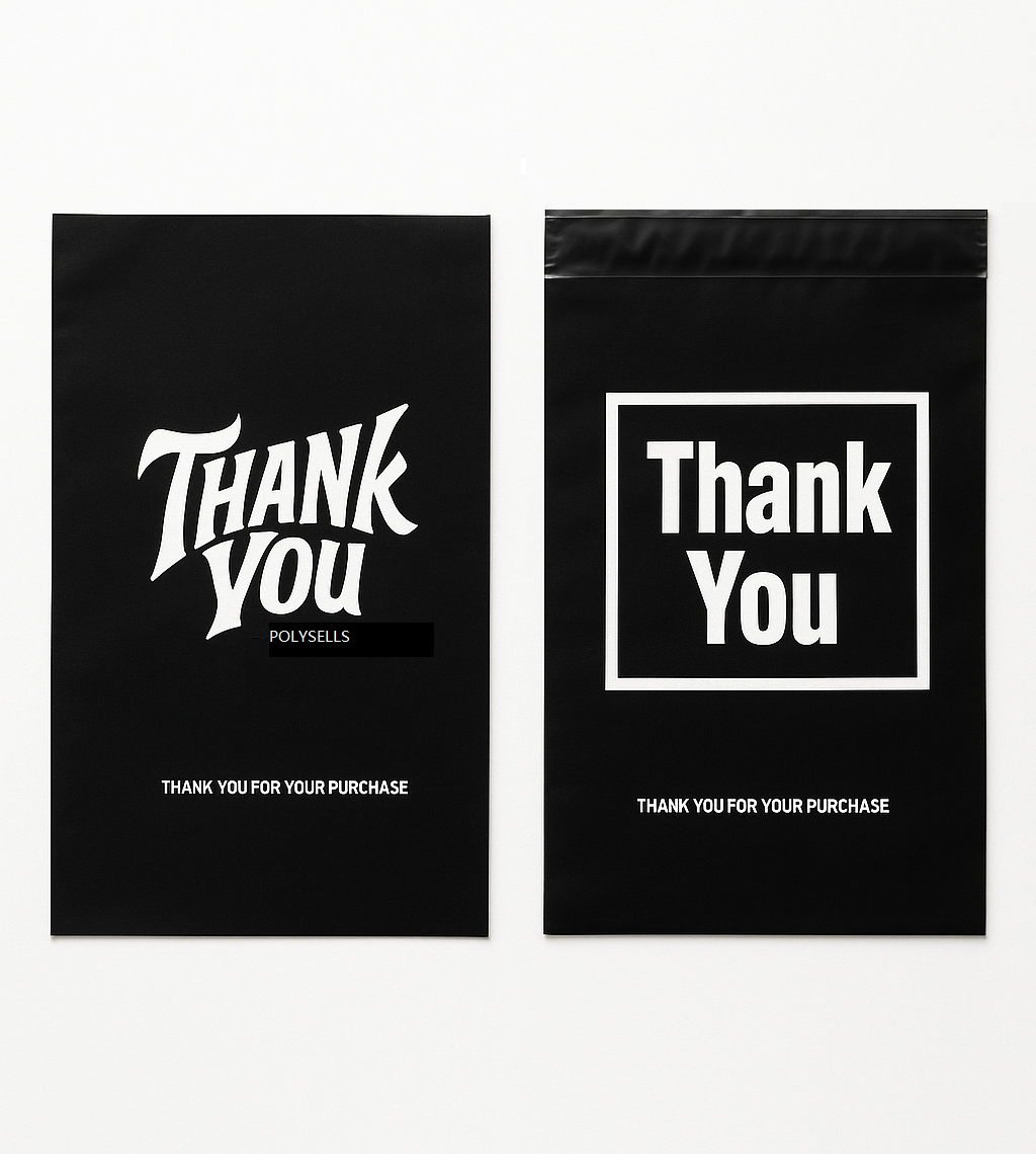 Polysells Thank You Poly Mailers for Small Business – Waterproof Shipping Bags with Optional Handle for Boutique & Clothing Packaging