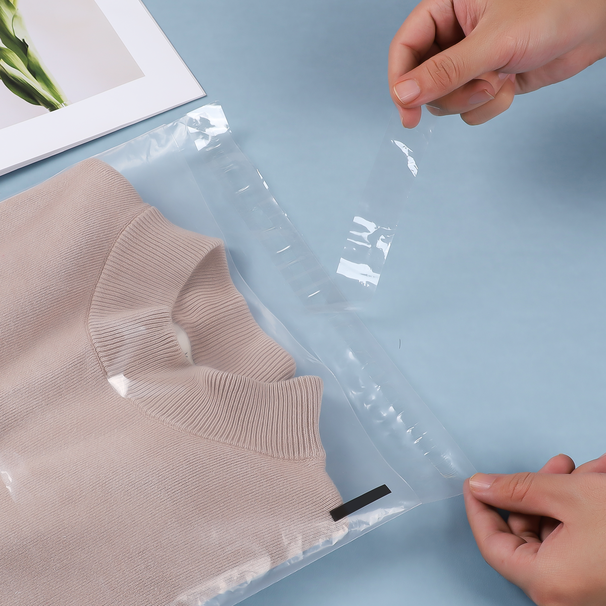 Polysells 10"x13" Clear Poly Bags with Suffocation Warning Strong Self Seal, Black Print