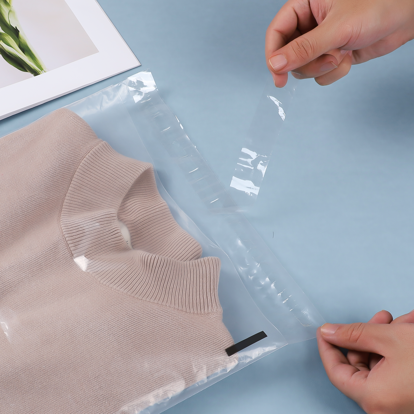 6"x9" Strong Self Seal Clear Poly Bags with Suffocation Warning, Black Print