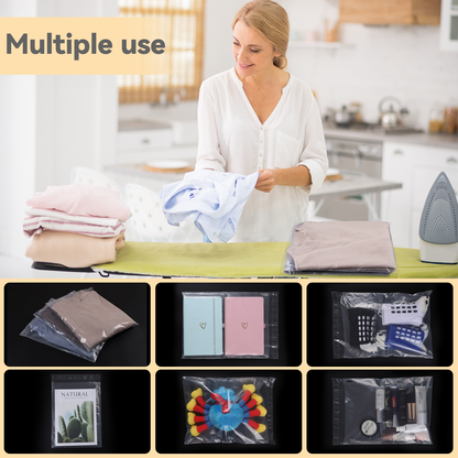 6"x9" Strong Self Seal Clear Poly Bags with Suffocation Warning, Black Print