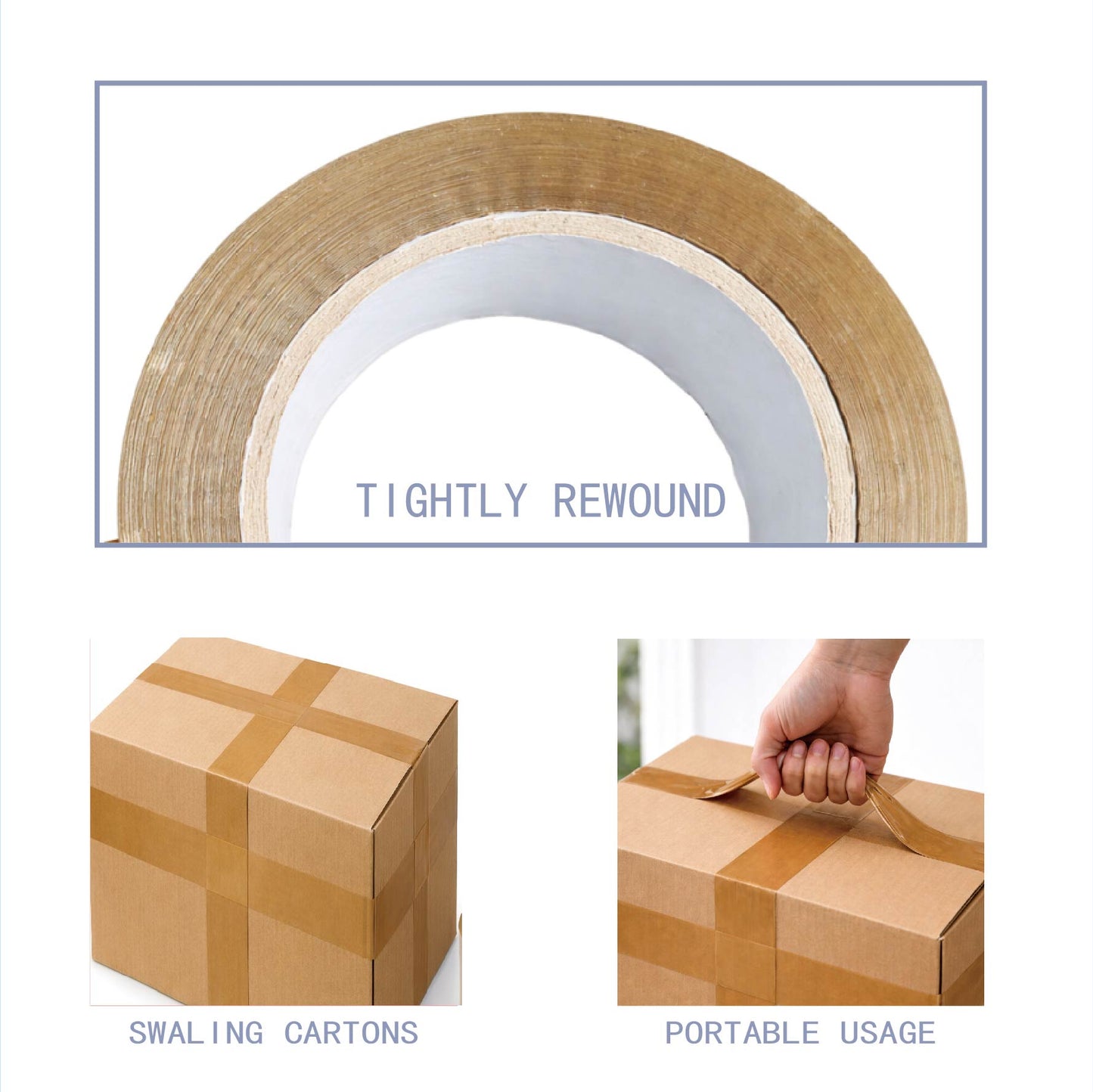 Polysells Tan Packing Tape, 2.0mils, 1.88" Width, 110 Yards Sealing Tape