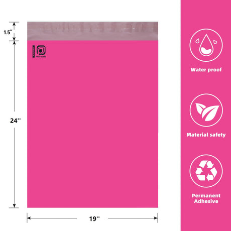 Pollysells 19x24 Pink Poly Mailers – Extra Large Durable Self Seal Shipping Bags for Bulk Clothing & Oversized Non-Fragile Items, Waterproof Heavy Duty Poly Shipping Bags for Small Business
