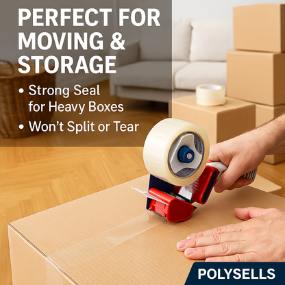 Polysells Packing Tape, 2.0mils, 3.00" Width, 110 Yards Sealing Tape