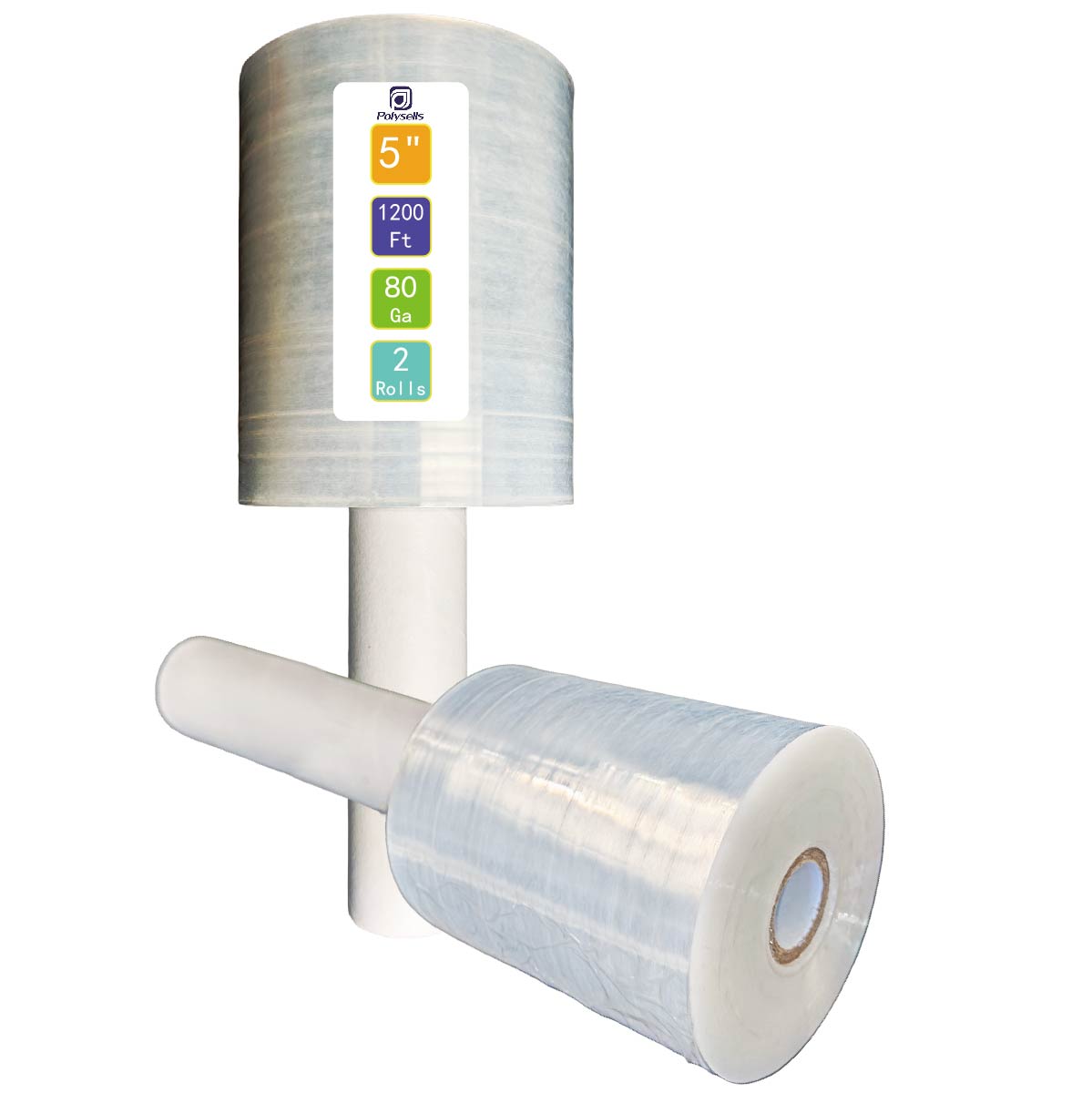 Polysells 5inx1200ft Stretch Film with Handle, Mini Stretch Wrap