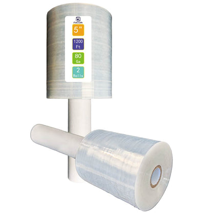 Polysells 5inx1200ft Stretch Film with Handle, Mini Stretch Wrap