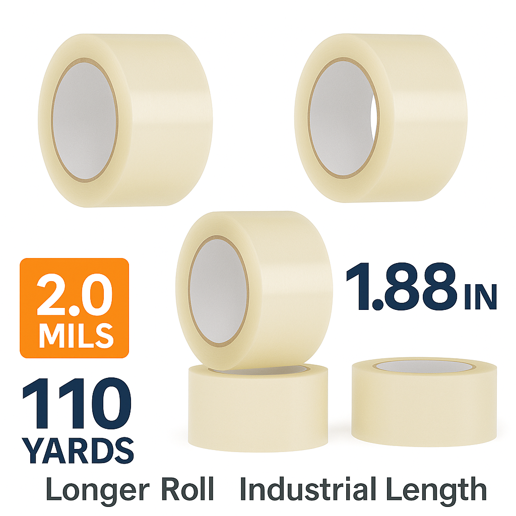 2.0mils 1.88" Width Clear Packing Tape, 110 Yards Sealing Tape