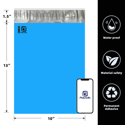 Polysells 10x13 Blue Poly Mailers – Self Seal Shipping Bags for Clothing & Non-Fragile Items, Waterproof Tear Resistant Mailing Bags for Small Business Shipping Supplies