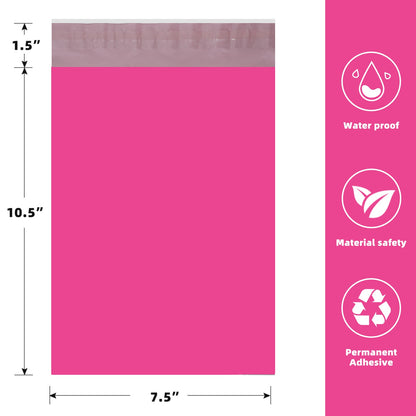 Polysells 7.5x10.5 Pink Poly Mailers – Self Seal Shipping Bags for Small Clothing & Non-Fragile Items, Waterproof Tear Resistant Mailing Bags for Small Business Shipping Supplies