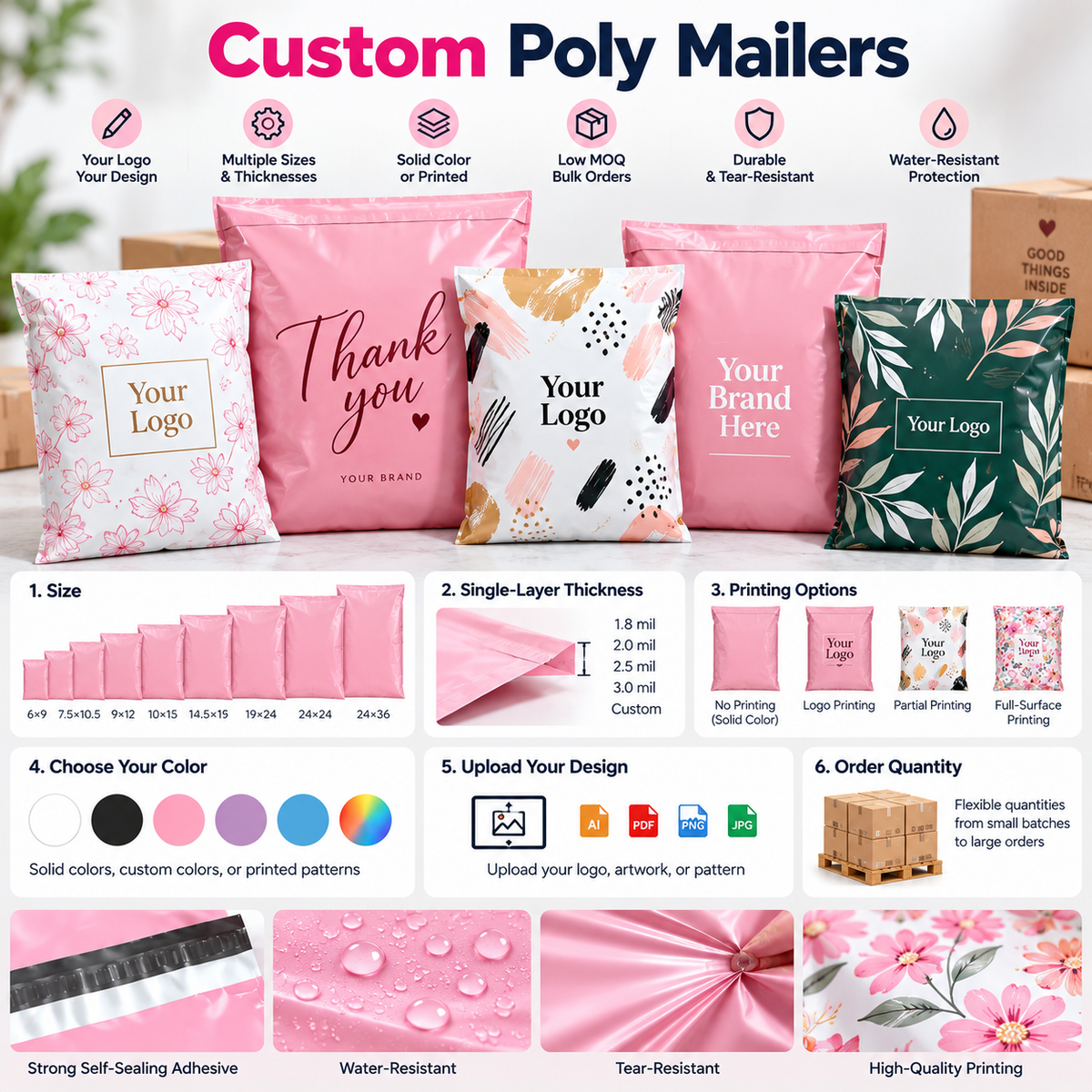 Custom Poly Mailers – Personalized Shipping Bags with Your Logo & Design