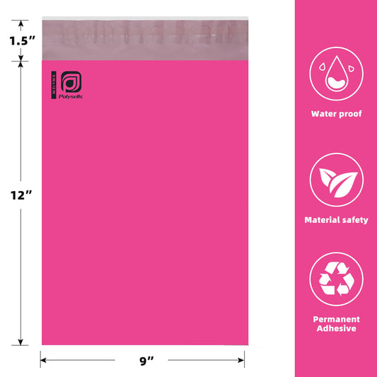 Polysells 9x12 PInk Poly Mailers – Self Seal Shipping Bags for Clothing & Non-Fragile Items, Waterproof Tear Resistant Mailing Bags for Small Business Shipping Supplies
