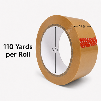 Polysells Tan Packing Tape, 2.0mils, 1.88" Width, 110 Yards Sealing Tape