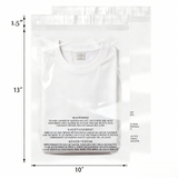 Polysells 10"x13" Clear Poly Bags with Suffocation Warning Strong Self Seal, Black Print