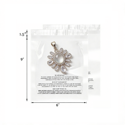 Polysells 6"x9" Clear Poly Bags with Suffocation Warning Strong Self Seal, Black Print