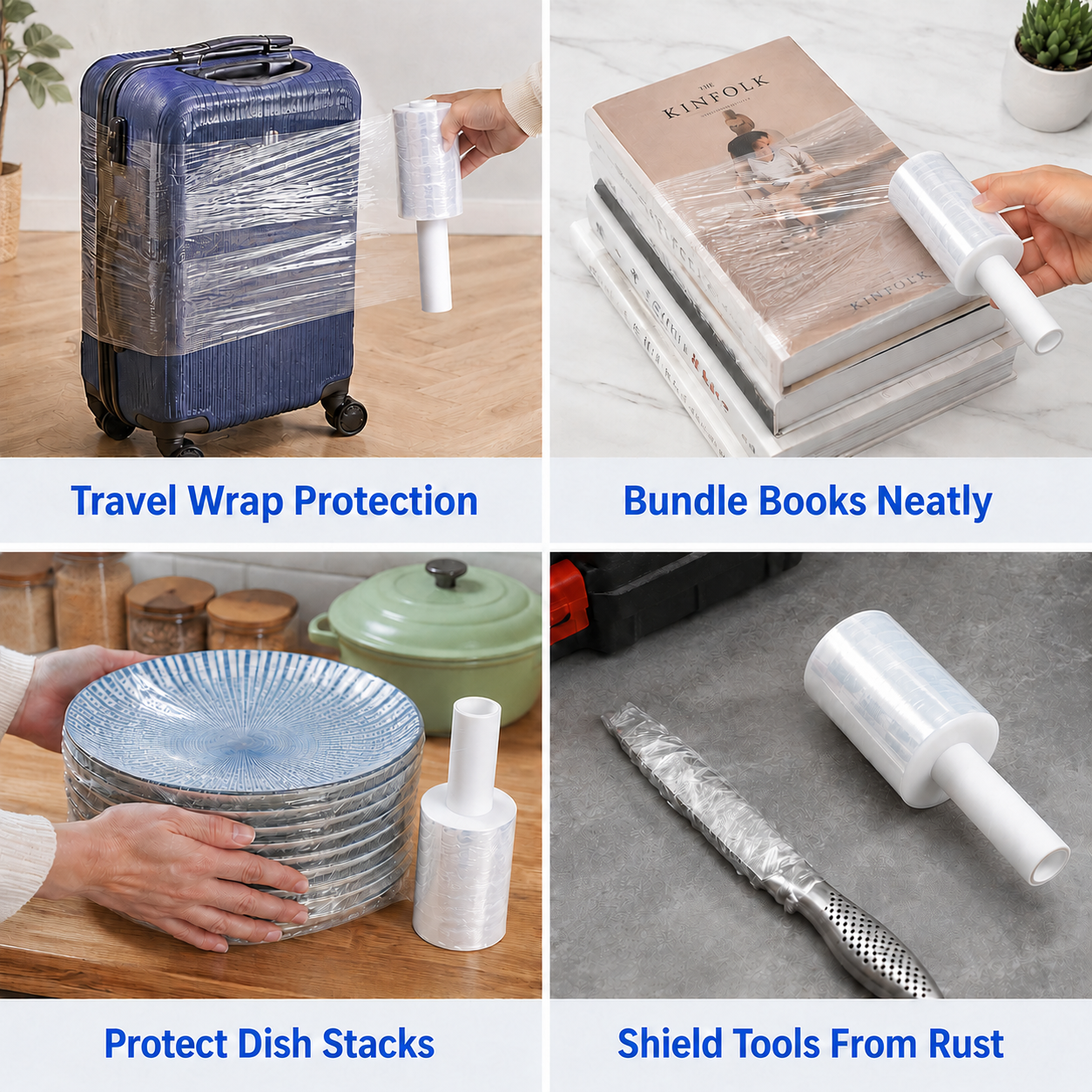 Polysells 5inx1200ft Stretch Film with Handle, Mini Stretch Wrap