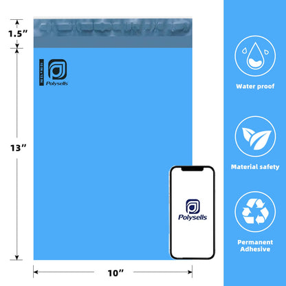 Poly Mailers Shipping Envelopes (Blue, 10x13 Inch)