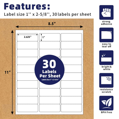 1"x2-5/8" Self Adhesive Address Labels