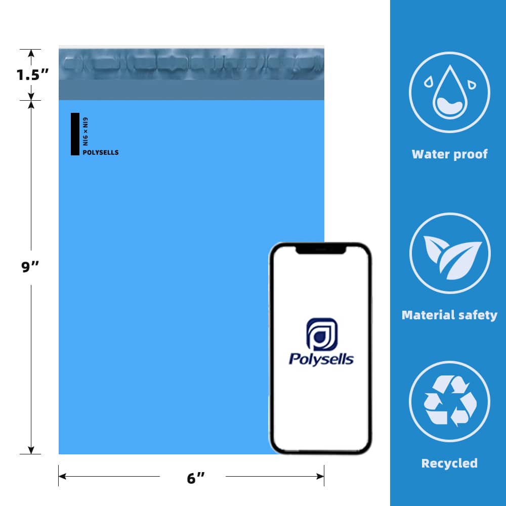 Poly Mailers Shipping Envelopes (Blue, 6x9 Inch)