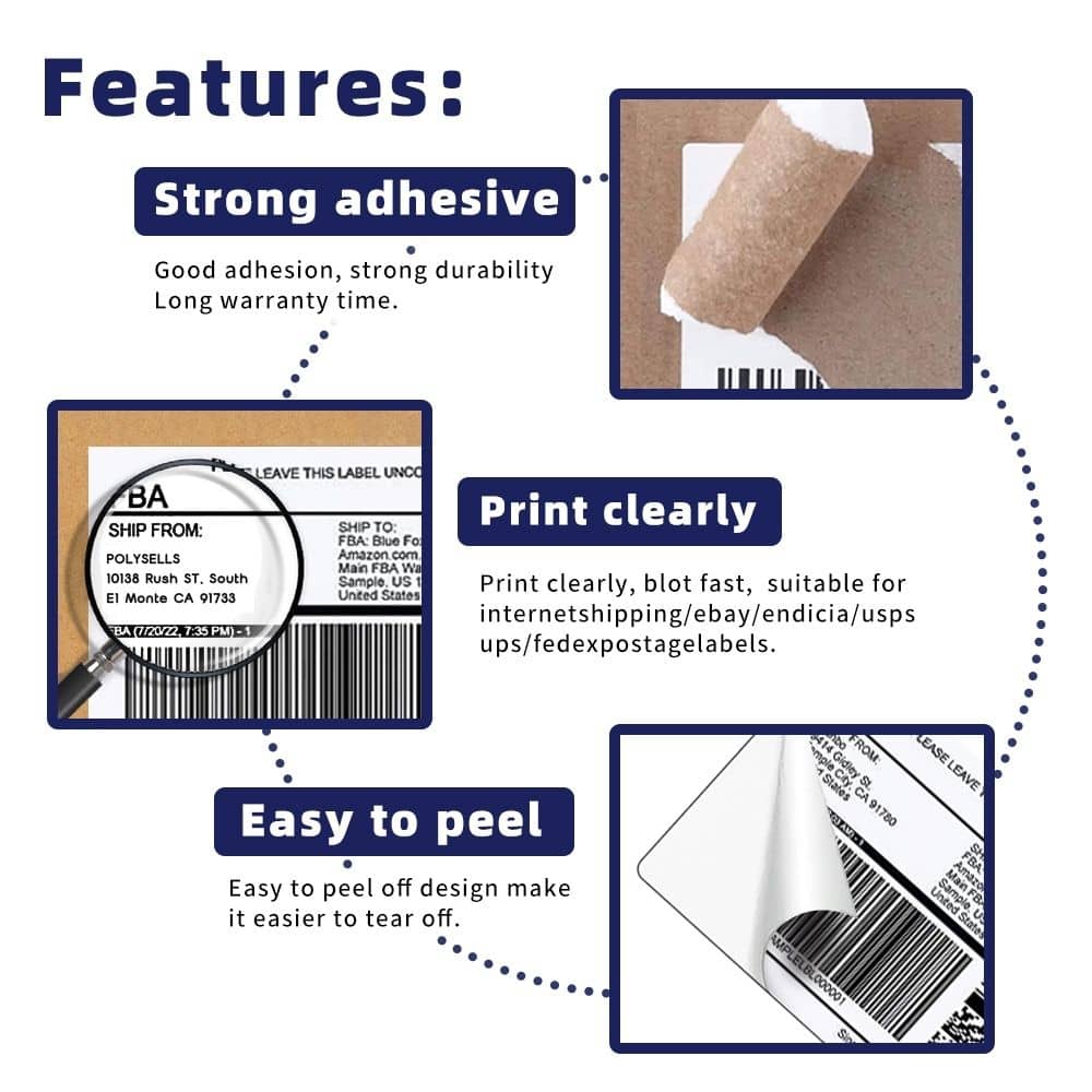 3-1/3"x4" Self Adhesive Shipping Labels, 6UP, 6 Labels per Sheet