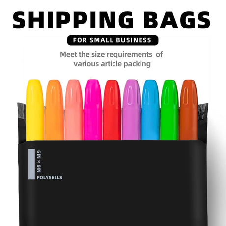 Polysells 6x9 Black Poly Mailers – Self Seal Shipping Bags for Small Clothing & Non-Fragile Items, Waterproof Tear Resistant Mailing Bags for Small Business Shipping Supplies