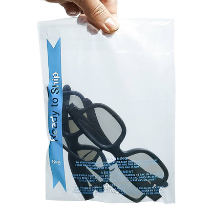 Strong Self Seal Clear Poly Bags with Suffocation Warning, 6"x9"