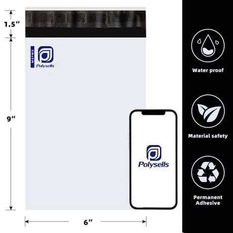 Polysells 6x9 White Poly Mailers – Self Seal Shipping Bags for Small Clothing & Non-Fragile Items, Waterproof Tear Resistant Mailing Bags for Small Business Shipping Supplies