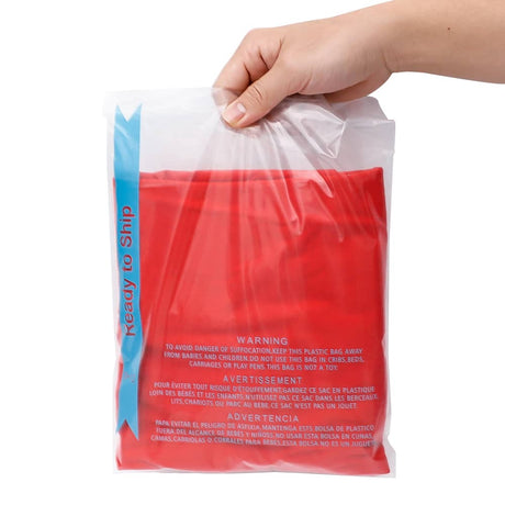 Polysells 9"x12" Clear Poly Bags with Suffocation Warning, Strong Self Seal