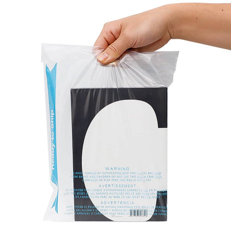 Polysells 8"x10" Strong Self Seal Clear Poly Bags with Suffocation Warning