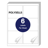 3-1/3"x4" Self Adhesive Shipping Labels, 6UP, 6 Labels per Sheet