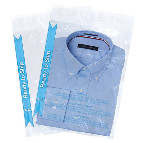 Polysells 9"x12" Clear Poly Bags with Suffocation Warning, Strong Self Seal