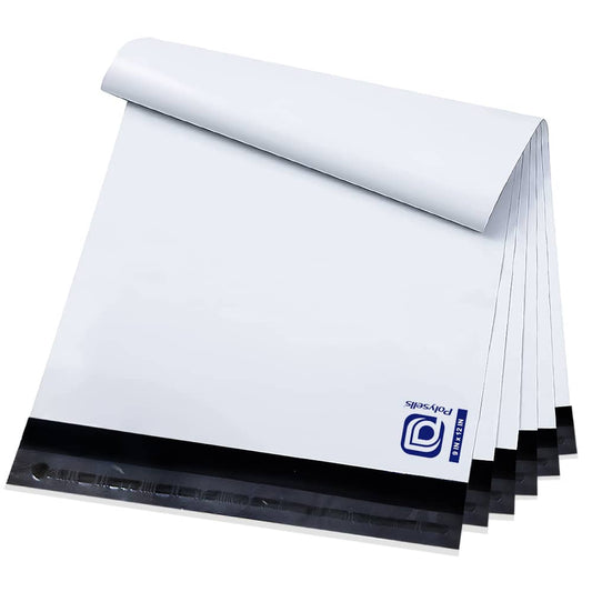 Poly Mailers Shipping Envelopes (White, 9x12 Inch)