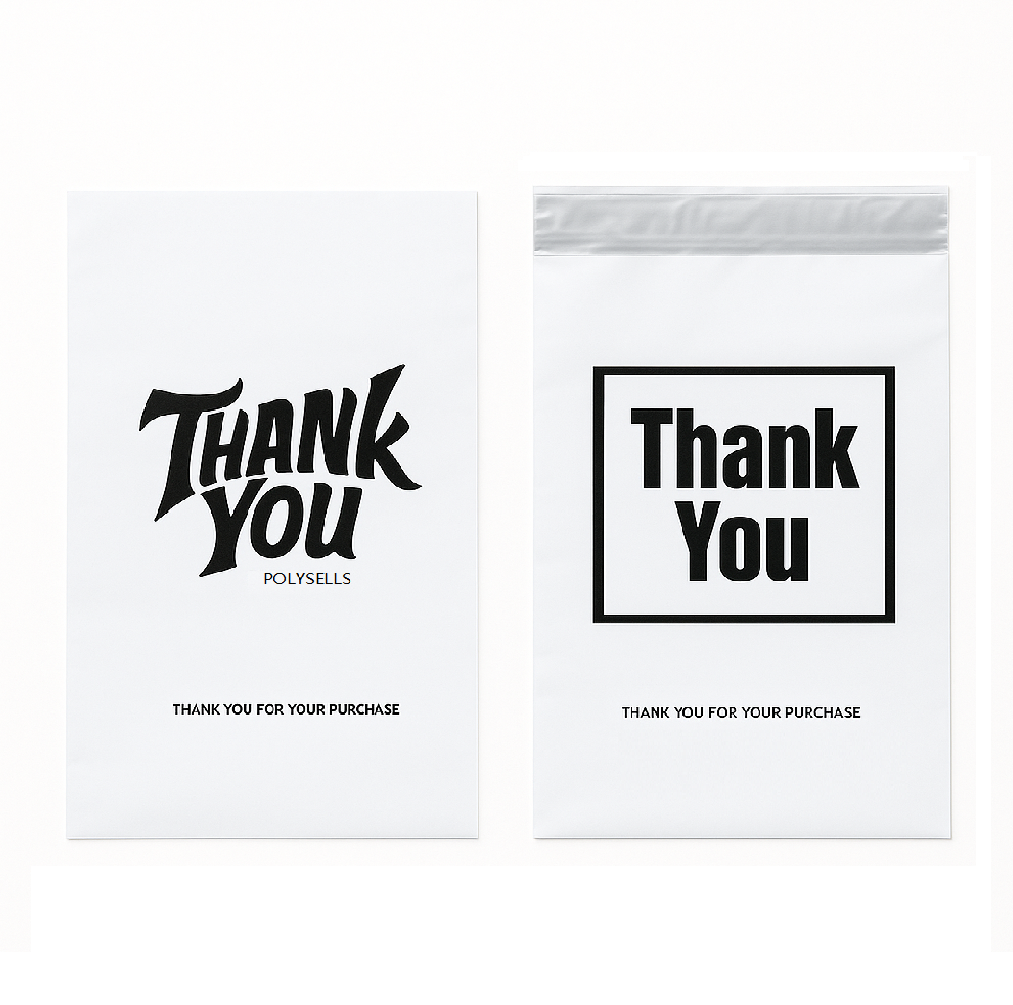 Polysells Thank You Poly Mailers for Small Business – Waterproof Shipping Bags with Optional Handle for Boutique & Clothing Packaging