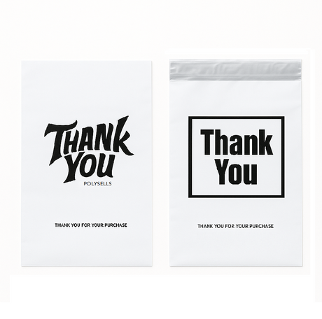Polysells Thank You Poly Mailers for Small Business – Waterproof Shipping Bags with Optional Handle for Boutique & Clothing Packaging